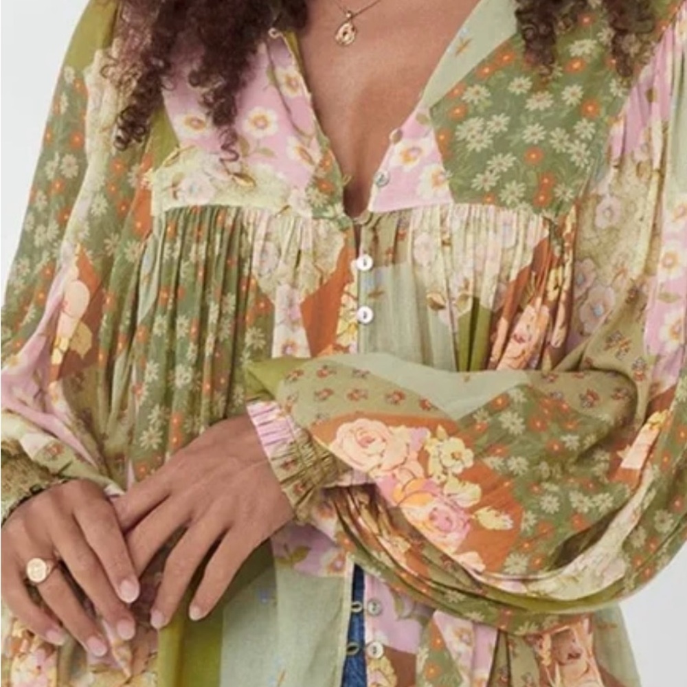 💚Spell and the Gypsy Collective Freda Patchwork Blouse XS